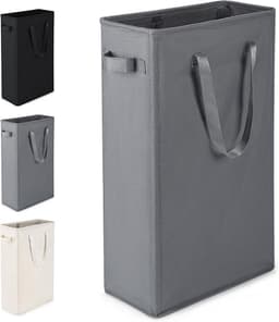 Wasmand Oxford doek wasmand Opvouwbare Wasmand Moderne Wasverzamelaar met Handvatten voor slaapkamer, badkamer, slaapzaal,45L (DonkerGrijs) — thumbnail 1