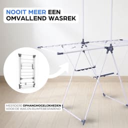 Wasrek Inklapbaar – Staand Droogrek – 35 Meter Drooglengte – Extra Groot – Zwart/Grijs – Ruimtebesparend — thumbnail 4