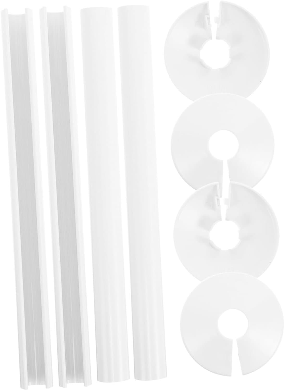 2-Set decoratie deksel deksel decoratie sanitair dekplaten afdekkingen van verwarmingsbuizen verchroomde pijpmof Afdekplaat voor toiletpijp pvc wit — afbeelding 1