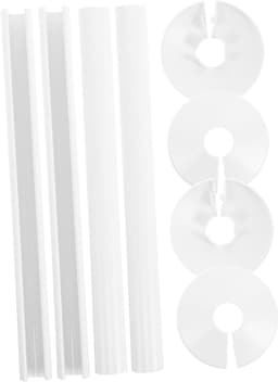 2-Set decoratie deksel deksel decoratie sanitair dekplaten afdekkingen van verwarmingsbuizen verchroomde pijpmof Afdekplaat voor toiletpijp pvc wit — thumbnail 1
