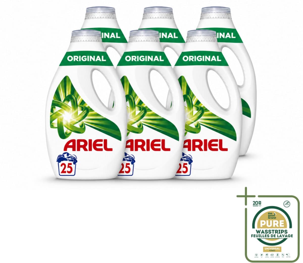 6 x Ariel – Original – Vloeibaar Wasmiddel – 1,13 L - Wasstrips - Vloeibaar Wasmiddel - Wasmiddel Origineel - Fris Wasmiddel - Diepe Reiniging - Koudwasformule — afbeelding 1