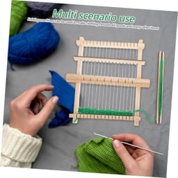 1set Houten Weefraam Weefmachine Handgemaakte Ambachtelijke Weeftool Voor Creatieve Projecten Draagbaar Eenvoudig Te Zetten Voor Unieke Creaties Voor Handwerken Weven Van Garens — thumbnail 2