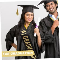 1set Afstuderen Sash Kroon Glitterende Afstudeerkleding Met Unieke Ontwerpen Geschikt Afstudeerceremonie Inclusief Zilveren Kroon Zwarte Sash — thumbnail 4
