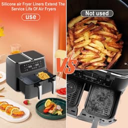 10xSet heteluchtfriteuse accessoires, airfryer accessoires, 150 praktische papieren inlegstukken, accessoires voor elektrische keukenapparatuur, 2 stuks siliconenvormen voor heteluchtfriteuse, grijs — thumbnail 2