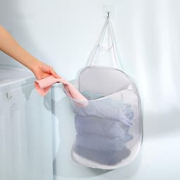 2 hangende wasmanden, uitschuifbare mesh wandwasmand, opvouwbare uittrekbare mesh opbergmand geschikt voor thuis, reizen, camping, badkamer — thumbnail 5