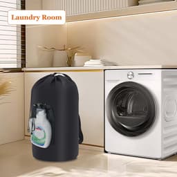Wasmand, 95 l, opvouwbare wasmand met zak en schouderriem, draagbaar, vuile waszak van stof, grote vuile wasmand voor badkamer of slaapzaal, zwart — thumbnail 3