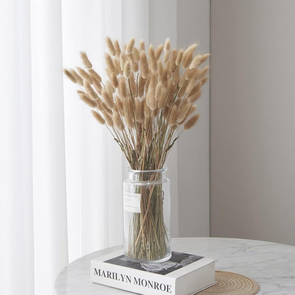 Pampas, 60 Stuks Natuurlijke Droogbloemen, Pampasgras, Konijnenstaart, Boho-Decoratie, Super Pluizig voor Thuis, Bruiloftsdecoratie (Natuurlijke Kleur) — afbeelding 1