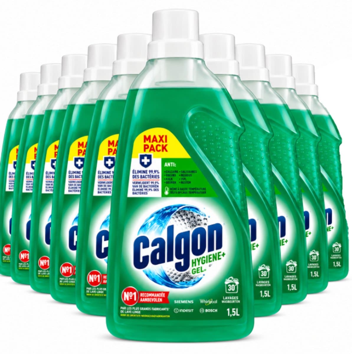 Calgon Hygiene+ Gel - Wasmachinereiniger & Ontkalker voor de wasmachine - 10 x 1,5L - Voordeelverpakking — afbeelding 1