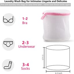 Waszakken Set van 3 Stuks - Houdt Kleding Georganiseerd - Mesh Zakken voor de Wasmachine met Ritssluiting - Ideaal voor Bh's, Ondergoed, Sokken en Reizen — thumbnail 5