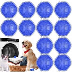 Set van 12 wasballen voor het verwijderen van dierenharen - Wasballen voor de was - Herbruikbare wasballen voor huisdiervriendelijke gezinnen - 32 mm reinigingsballen van puur nylon — thumbnail 1