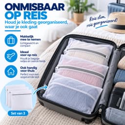 Waszakjes met Rits - Set van 3 - 61 x 61 CM - Wasnetten - Laundry Bags - Wit — thumbnail 3