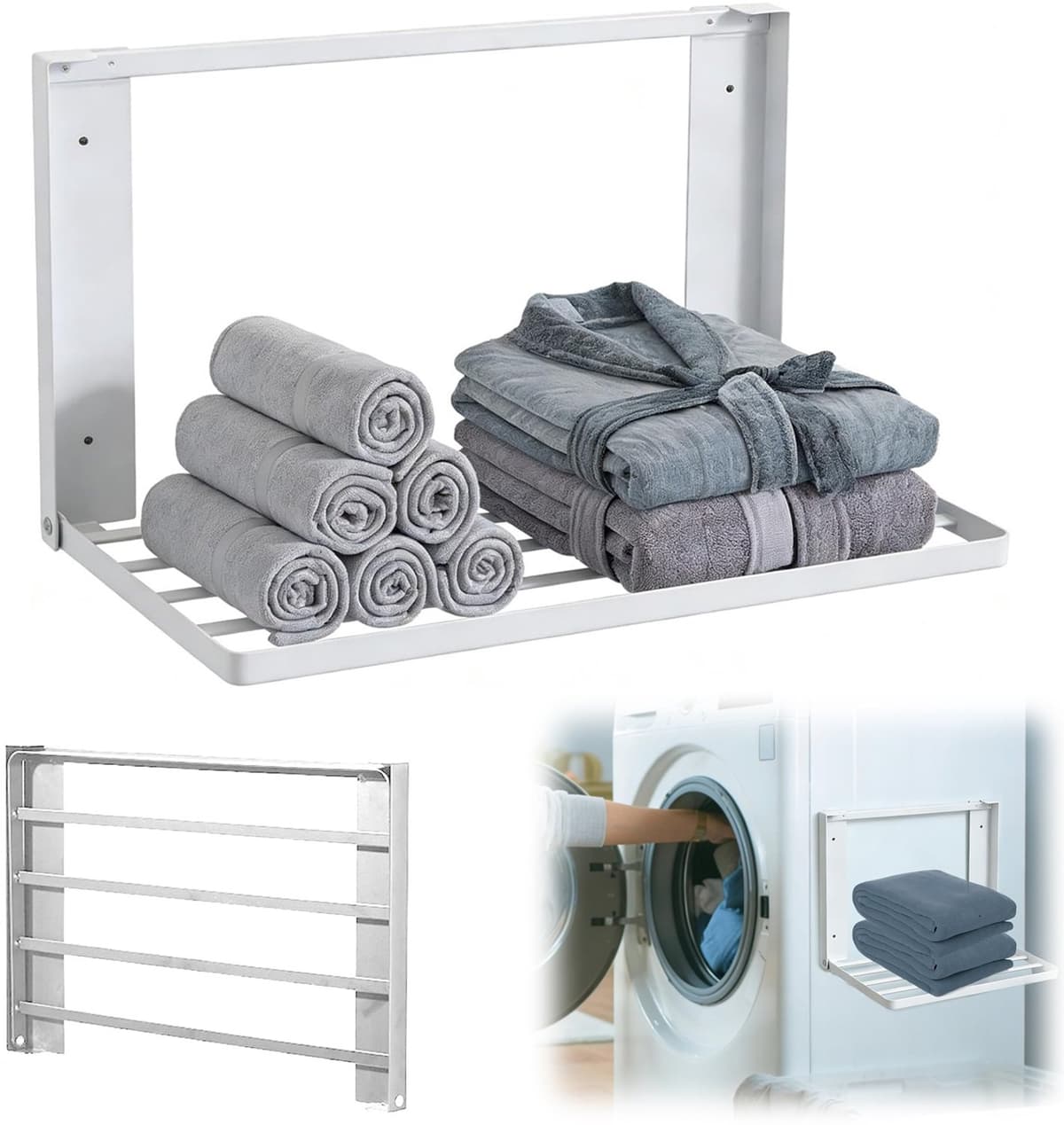 Magnetische Plank Voor De Wasmachine - Opvouwbaar Wasrek - Wasmachine-Organizer Voor Handdoeken En Kleerhangers — afbeelding 1