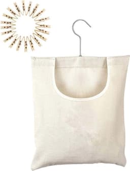 Wasknijperzak - Opbergtas - Wasgoed ordenen - Draaibare haak - 32 x 27 cm - Beige — thumbnail 1