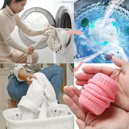Set van 3 wasmachinereinigingsballen - Siliconen reinigingsballen voor de wasmachine - Wasmachineschrobballen - Herbruikbare droogballen - 7 * 4,5 cm - Geschikt voor het onderhoud van huishoudelijke wasmachines - Lichtblauw + Groen + Roze — thumbnail 3