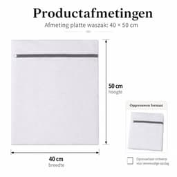 Waszakken Wasmachine – Fijnmazige Wasnetjes voor Kleding en Lingerie – Beschermende Waszakjes met Ritssluiting – 3 Stuks 40x50 cm – Wit — thumbnail 5