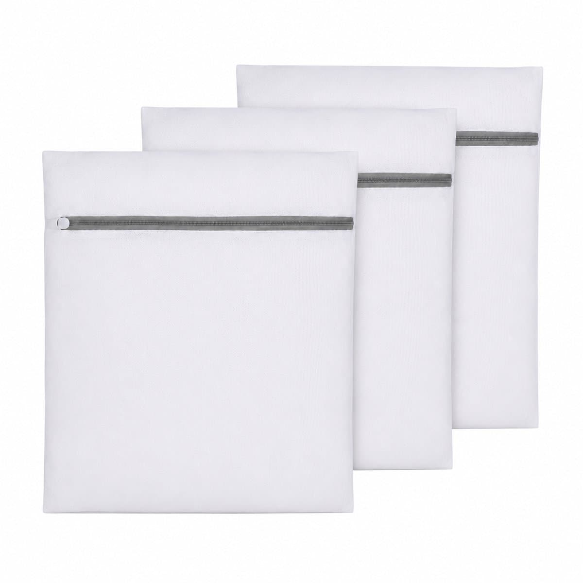 Waszakken Wasmachine – Fijnmazige Wasnetjes voor Kleding en Lingerie – Beschermende Waszakjes met Ritssluiting – 3 Stuks 40x50 cm – Wit — afbeelding 1