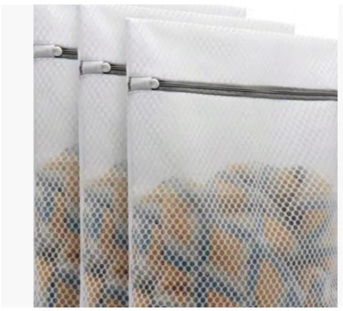 LISM-Drie waszakken van gaas, elk 25x30 cm groot, met ritssluiting. Bescherm delicate kleding en schoenen in de wasmachine. — afbeelding 1