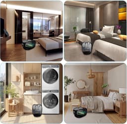Thijox - 2 Stuks Pop-Up Wasmanden - Opvouwbare Grote Wasverzamelaar met Handvat - Zwart - Ademend Materiaal - Ideaal voor Badkamer, Slaapkamer, Reizen — thumbnail 3