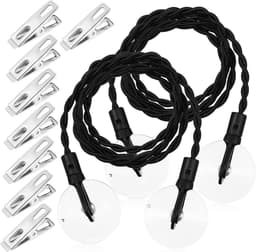 Draagbare Waslijn - Reiswaslijn Kledinglijn - Kleding Drogen - Intrekbaar Met Clips - 120 cm - Zwart — thumbnail 1