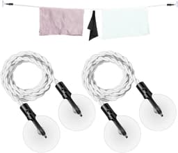 Intrekbare Waslijn - Reiswaslijn Elastisch - Kleding Drogen - Met Haken en Zuignappen - 2.8 Meter - Wit — thumbnail 1