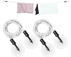 Intrekbare Waslijn - Reiswaslijn Elastisch - Kleding Drogen - Met Haken en Zuignappen - 2.8 Meter - Wit