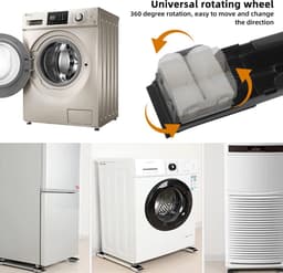 Dailygoods - Wasmachine-onderstel met wieltjes - Verstelbaar en antislip voor stabiliteit — thumbnail 3