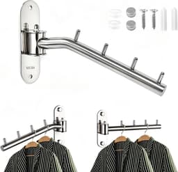 Inklapbare droogmolen - Zilver - Wandmodel - Roestvrij Staal - Voor Binnen en Buiten — thumbnail 1