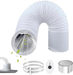 Afvoerslang PVC - Flexibele slang Aluminium pijp - Ventilatie aanleggen - Met RVS slangklemmen - 80mm x 3m - Wit — thumbnail 1