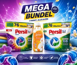 Persil 4in1 Discs Color & Universal + Lenor Wasverzachter – Mega Bundel – 2 x 76 Wasbeurten Persil – 152 Wasbeurten – Complete Wasverzorging — thumbnail 1