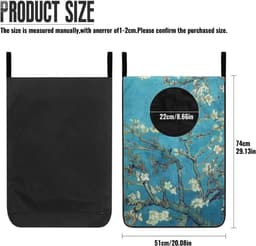 Hanging Laundry Bag voor Vuile Kleding, Waterdichte Opberg Organizer met Rits, Kunst Van Gogh Amandelbloesems Design — thumbnail 5