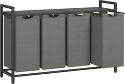 Conway Living® Wassorteerder - 4 vakken - 160L - Metaal - Grijs en Zwart -Wasmanden - Wassorteerder 4 vaken - 116 x 33 x 72 cm — thumbnail 5