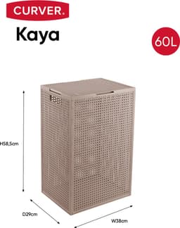 Curver Kaya Wasmand met deksel - 60L - 38x29x58,5 cm - Warm Taupe — thumbnail 3