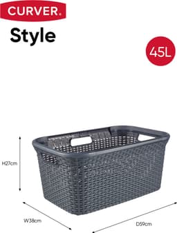 Curver Style Wasmand met Deksel 40L + Wasmand 45L - Antraciet — thumbnail 2