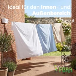 Uitschuifbare Drooglijn Voor Aan De Muur 10m – Dubbele RVS-lijn 2 ×5m, Vergrendeling, Max. 20 kg, Ruimtebesparend, ABS Behuizing, Wit — thumbnail 3