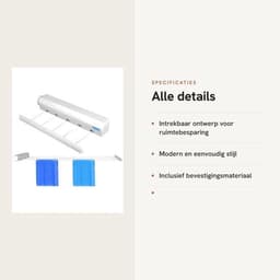 Dailygoods- Waslijn Intrekbaar - Kledingdroogtouw - Wanddroogrek — thumbnail 5