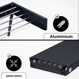 Dailygoods- Droogrek 6 m opvouwbaar - Wanddroogrek - Ruimtebesparend - Aluminium - Compact 100 x 10 x 50 cm - Stijlvol ontwerp - Wasrek — thumbnail 3