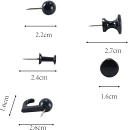 Prikkers Set - Decoratie Spelden - Foto's Ophangen - Roestvrijstalen Naald - 200 Stuks - Zwart — thumbnail 4