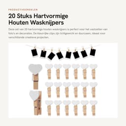 Dailygoods- Houten Wasknijpers Groot - 20 Stuks - Stevig - Mini Clips - Decoratie - Licht en Duurzaam - Afmetingen 3,80 x 2,00 x 1,80 cm — thumbnail 1