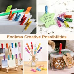 Dailygoods- Mini-houten Klemmen 200 Stuks - Kleine Wasknijpers - Jute Koord 30 m - Kleurrijke Fotoclipset - Robuust Hout - Veilig en Aangenaam Werken — thumbnail 5