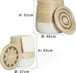 Dailygoods- Wasmand 86/45 liter - Wasmand met deksel - Opbergmanden zeegras - Stapelbaar - Afneembare waszakken - Duurzaam design - Opbergmand — thumbnail 4