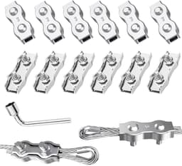 SnelShoppen - Duplex Kabelconnector M3 Draad Kabel Clips 12 Stuks 304 RVS 3 mm voor Draad Rope, Waslijn, Luifel, Vaste Bevestiging — thumbnail 1