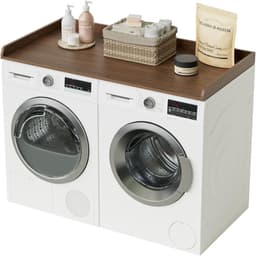 SnelShoppen - Washer-Dry-Worktop - Organisatie en Opbergruimte voor Wasruimte - Houten Werkblad voor Wasmachine en Droger - Walnoot - 137x70x7 cm - Id — thumbnail 1