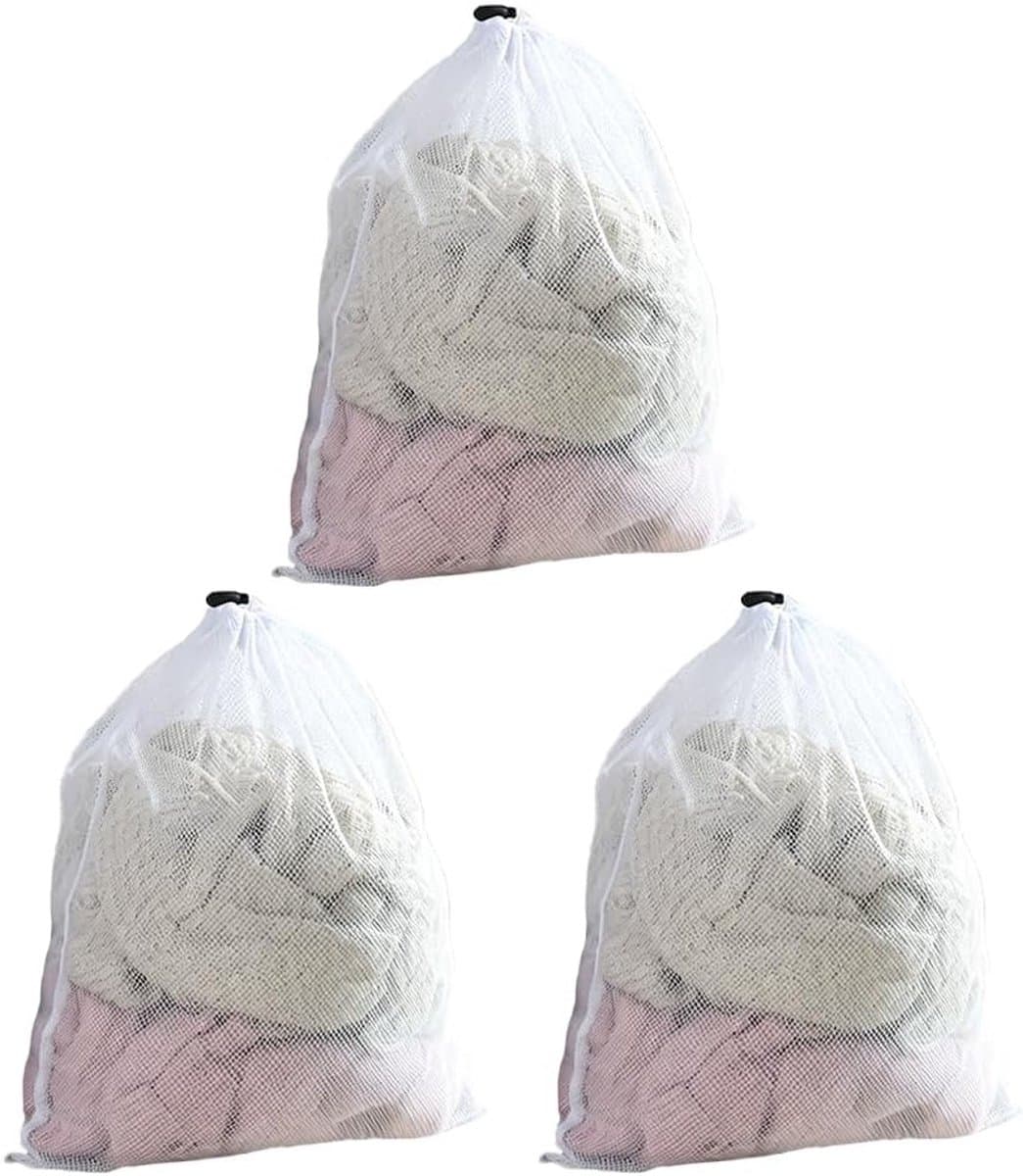Wasnetten met trekkoord - 3 stuks fijne mazen waszakken voor kleding, ondergoed en reizen in huis of appartement — afbeelding 1