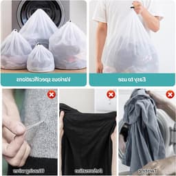 Wasnetten voor wasmachine - 4 herbruikbare waszakken, fijnmazig met koordstopper voor delicate kleding, jeans en truien — thumbnail 5