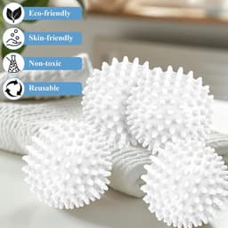 6 Stuks Drogerballen - Wasbollen - Wasballen - 6 cm - drogerballen - wasbol - Herbruikbare droogballen - Voor het verzachten van wasgoed - Vermindert kreukels en statische elektriciteit - Wit — thumbnail 5