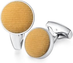 Cufflinks voor mannen - ronde vorm - katoen en staal - perfect voor bruiloften - ShopVlot — thumbnail 3