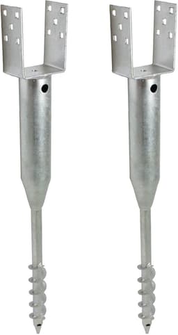 TRUTZHOLM Grondbus 10x10 cm om te Schroeven Set van 2 - U-Profiel Grondanker 86.5cm - Thermisch Verzinkt Paalhouder 100mm — thumbnail 1