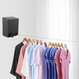 Drooglijn Intrekbaar - Waslijn Binnen - Kleding Drogen - Roestvrij Staal - 4.2 meter - Zwart — thumbnail 4