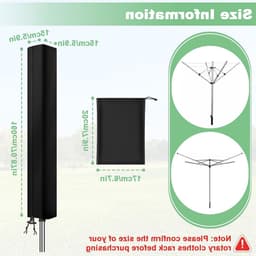Waterdichte Bescherming voor Rotonde Waslijn met Rits en Trekkoord, Duurzaam 420D Oxford Stof, Ideaal voor Buitengebruik en Bescherming tegen Weerselementen (160 * 15 * 15cm) — thumbnail 2