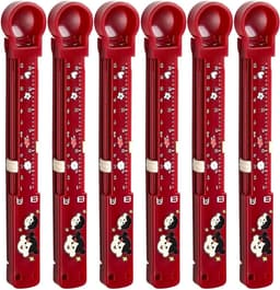 Zakclips Voedsel - Stevige Klemmen - Zakken Afsluiten - Met Maatmarkeringen - 6 Stuks - Rood — thumbnail 1